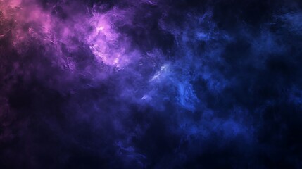 Dark nebula space background with glowing clouds, cosmic dust and starlight, galaxy backdrop
