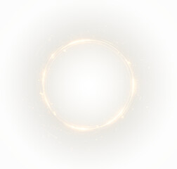 Futuristic glowing gold ring with swirl, flare, and rainbow gradient. A vibrant PNG with tech energy and spiral motion ideal for abstract, sci-fi, or fantasy-inspired designs.
