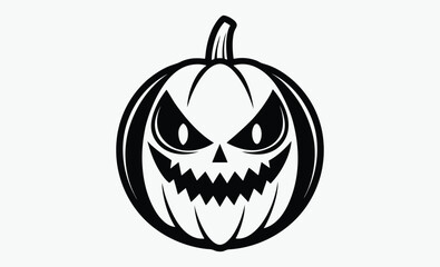 Halloween pumpkin faces, jack o’ lantern , spooky expression icons, black and white vector, festive design art