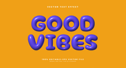Good vibes inflated Style 3d editable text effect template