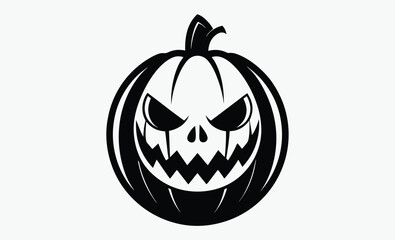 Halloween pumpkin faces, jack o’ lantern , spooky expression icons, black and white vector, festive design art