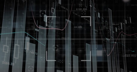 Displaying market chart on trading interface, with bars, candlesticks, line graphs and grid overlay