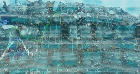 Displaying scrap pile with grid overlay and green trendline showing 2