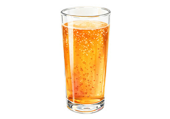 Refreshing Sparkling Amber Beer in Tall Glass - Beverage Illustration clipart watercolor png, isolated on transparent background