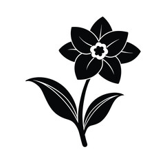 Daffodil flower silhouette vector icon illustration on white background.