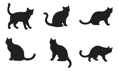 Simple cat silhouette vector border, walking kitten frame, isolated illustration clip art element design