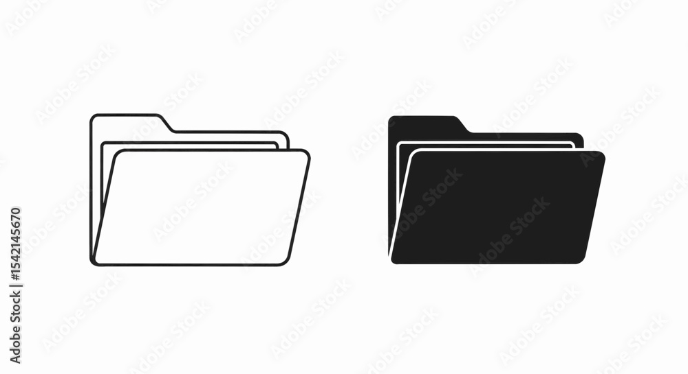 Aufkleber this high-quality vector image features two minimalist folder icons: a thin black outline and a soli