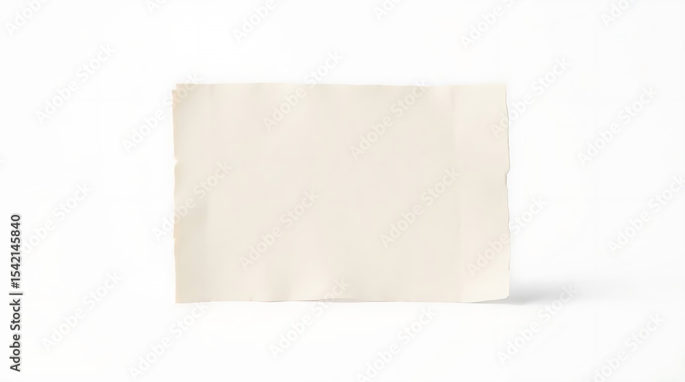 Poster a simple, off-white rectangular paper with slightly rough edges is isolated on a bright white backgr