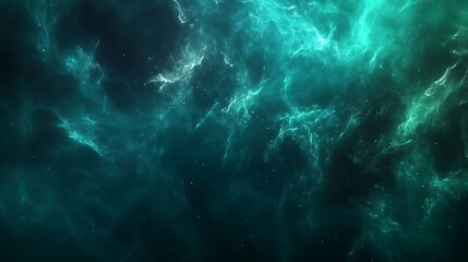 Fototapeta premium Teal Nebula in Deep Space, Cosmic Clouds and Stars, Abstract Galaxy Background 4K