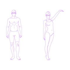 summer lineart person wearing swimming goggles illustration