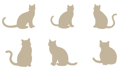 Collection of black cat silhouettes in various poses. Set of black cat silhouette. Kitten silhouette collection isolated on white background
