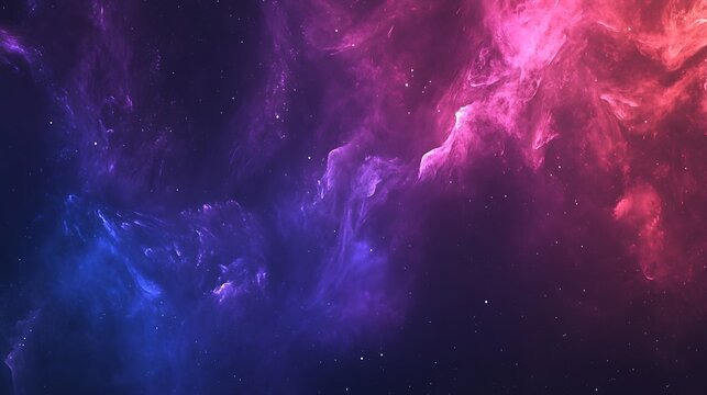 Cosmic nebula background in deep space with purple clouds and stardust for wallpaper