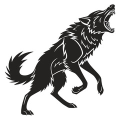 Obraz premium Howling Wolf Silhouette Vector Fierce Wolf Mascot Illustration