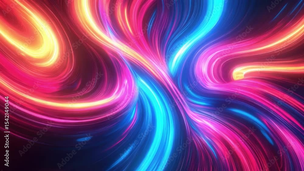 Poster vibrant swirls of colorful light creating dynamic abstract patterns in a dark background for visual 