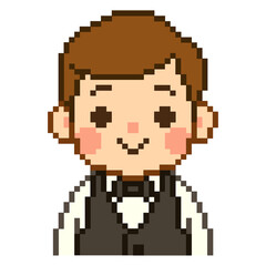 Fototapeta premium Flat Design Pixel Art Waiter Illustration
