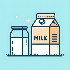 Milk box and glass of milk vector like image  