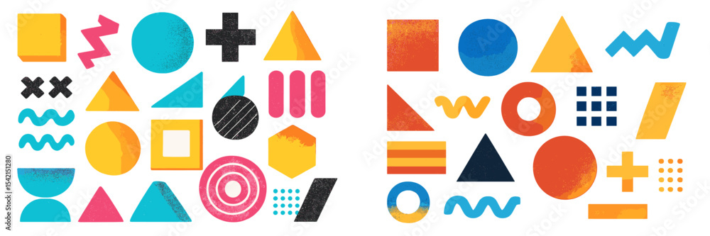 Poster colorful geometric shapes in vibrant patterns displayed on a modern digital background