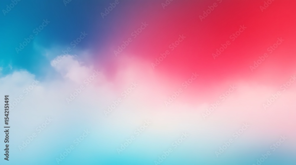 Poster abstract sky gradient background with clouds blending from blue to red, soft dreamy texture