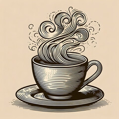 Tea/Coffee cup with smoke coming out vector style image  