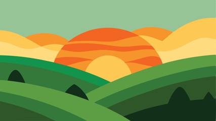 Obraz premium vector illustration of a rural landscape