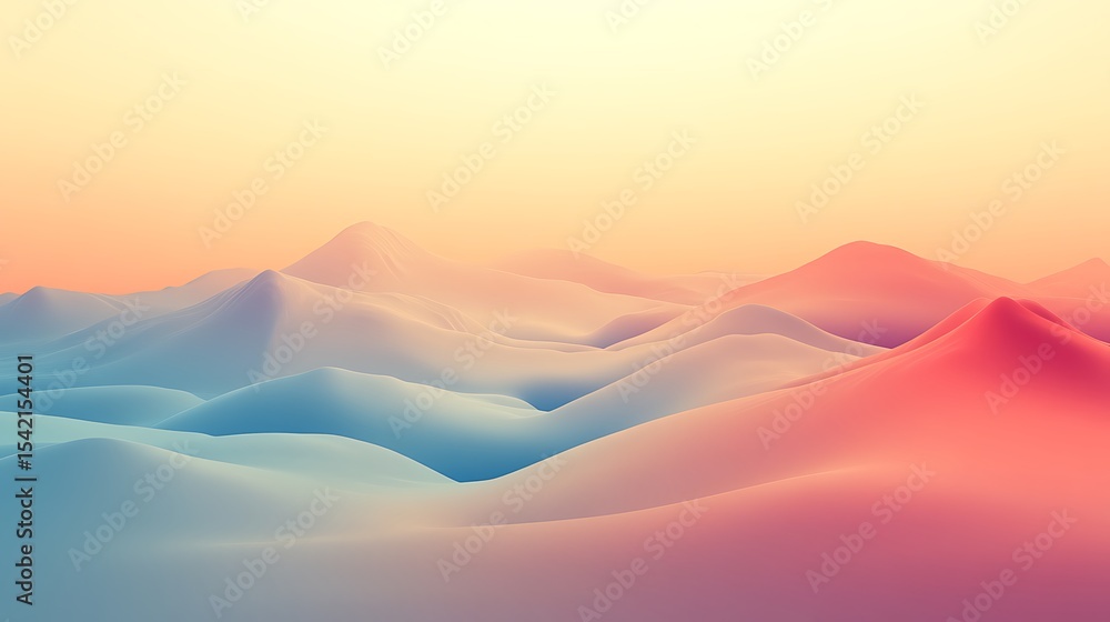 Fototapete abstract pastel landscape background with soft gradient colors and smooth, undulating shapes