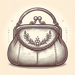 A  beautiful womens hand bag sketch style image   