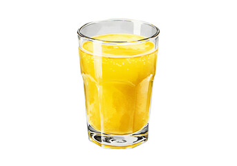 Refreshing Yellow Juice in Glass - Watercolor Illustration clipart watercolor png, isolated on transparent background