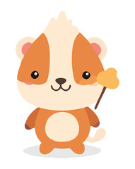 Cartoon badger with honey dipper round belly and a sweet smile.