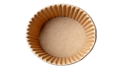 Isolated brown paper baking cup on transparent background with clear details