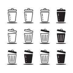 trash can icon set