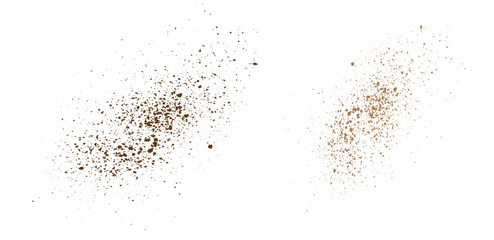 Vector chocolate powder particles and coffee color speckles overlay grunge texture illustration