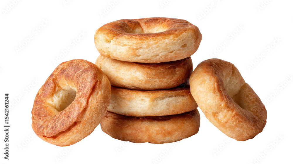 Poster bagel isolated on transparent background with golden crust and soft texture