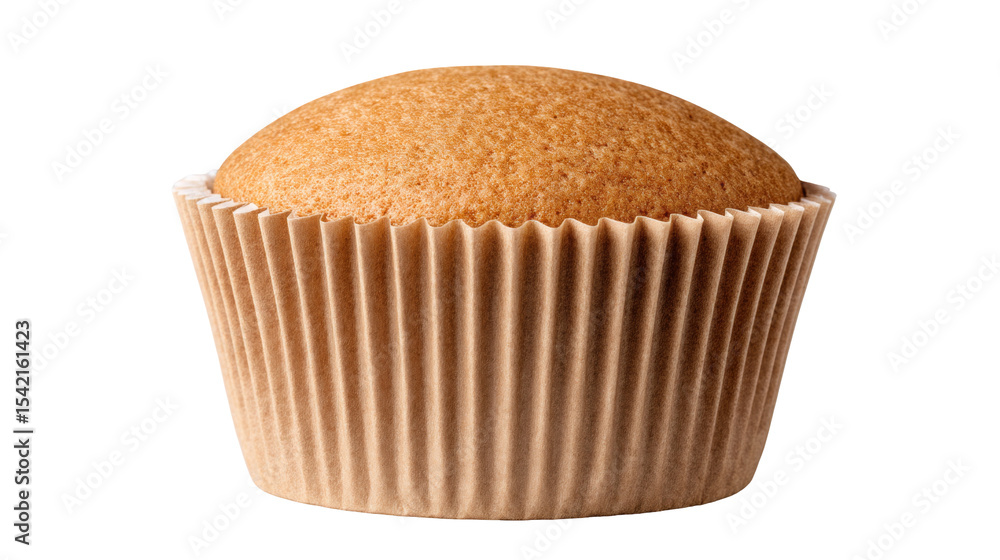 Poster vanilla cupcake isolated on transparent background with soft texture and golden color