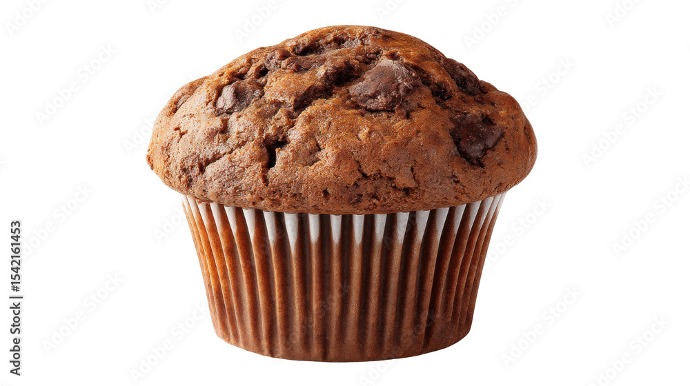 Poster chocolate chip muffin isolated on transparent background with soft texture