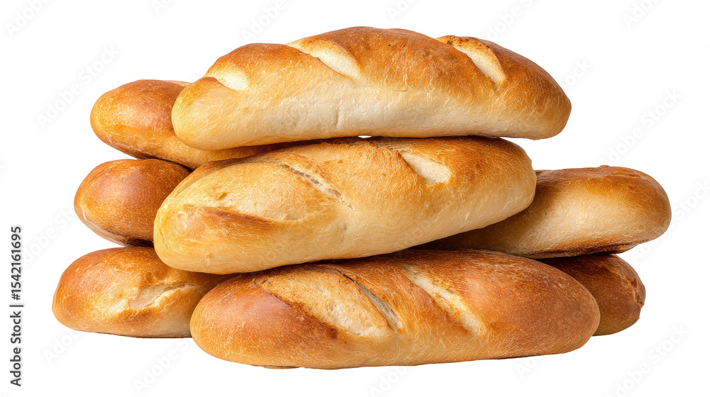 Poster fresh baked bread isolated on transparent background with golden crust and soft texture
