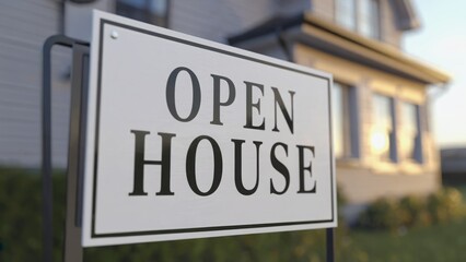 Open house sign in front of a new home
