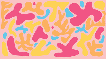 Funky liquid shapes summer background. Wavy stylish design background. Hand drawn texture