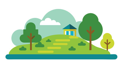 Fototapeta premium vector illustration of a rural landscape
