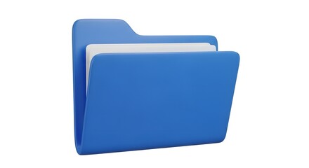 
Blue File Folder Icon with Documents on White Background - 3D Rendered Data Storage and Organization Symbol
