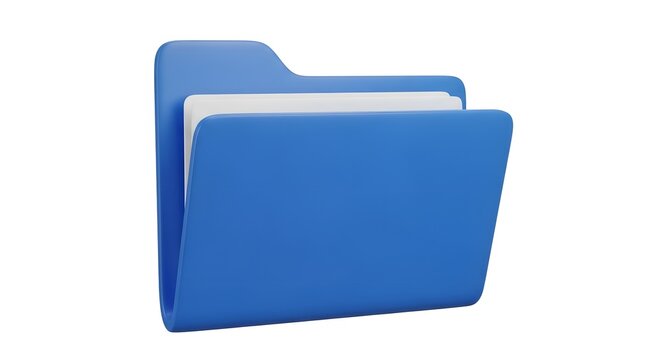 
Blue File Folder Icon with Documents on White Background - 3D Rendered Data Storage and Organization Symbol