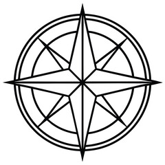 Icon of a Compass Rose in Outline Style
