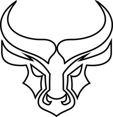 Bull head outline logo vector 