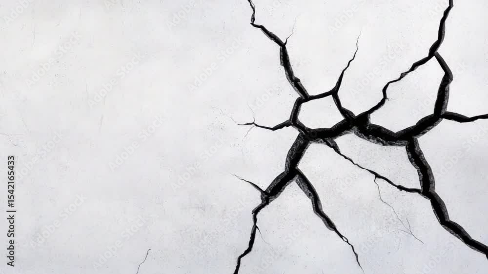 Poster cracked wall texture with fine lines and patterns, close-up view of structural damage and weathering