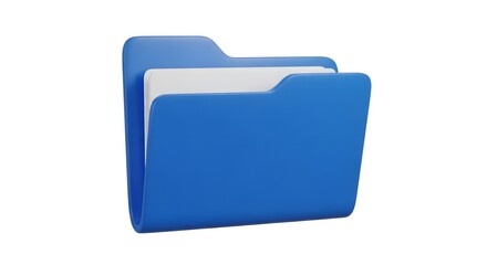 
Blue File Folder Icon with Documents on White Background - 3D Rendered Data Storage and Organization Symbol