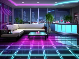 Modern city penthouse living room