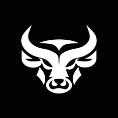 bull head line vector icon in button style 
