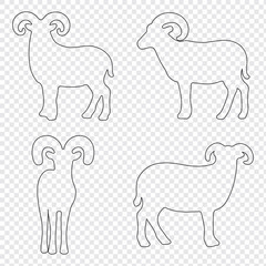 Minimalist Sheep  Outline Silhouette Set Vector Black Sheep Icons on White Background.
