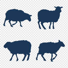 Set of Sheep Silhouettes – Vector Collection of Farm Sheep in Various Poses for Agriculture, Livestock, and Animal Design Projects.