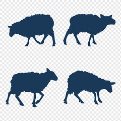 Set of Sheep Silhouettes – Vector Collection of Farm Sheep in Various Poses for Agriculture, Livestock, and Animal Design Projects.