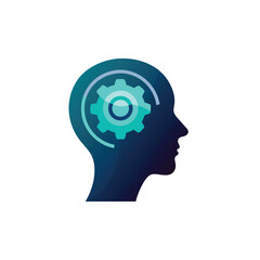 Silhouette of Human Head with Gears - Mental Acuity, Cognitive Function & Innovation 